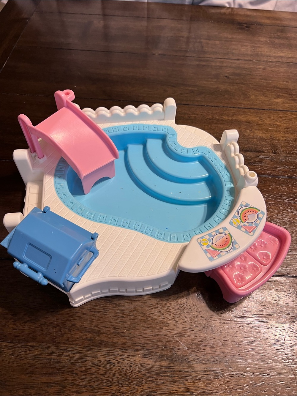VTG 1995 Fisher Price Loving Family Dream Dollhouse Pool Deck BBQ Slide